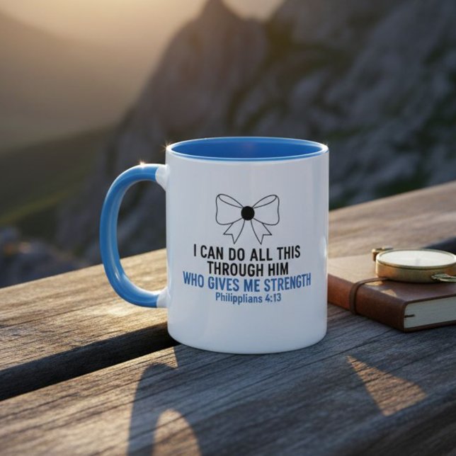 Caneca I Can Do All This Bible Verse Two-Tone Mug (Criador carregado)