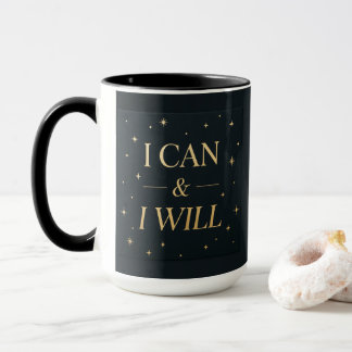 Caneca I Can I Will | Citação Motivacional em Ouro