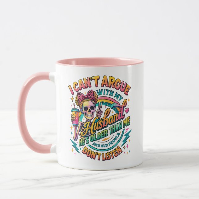 Caneca I can't argue with my husband skeleton meme mug (Esquerda)