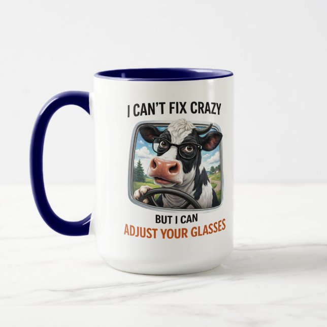 Caneca I Can't Fix Crazy but I Adjust Your Glasses (Esquerda)