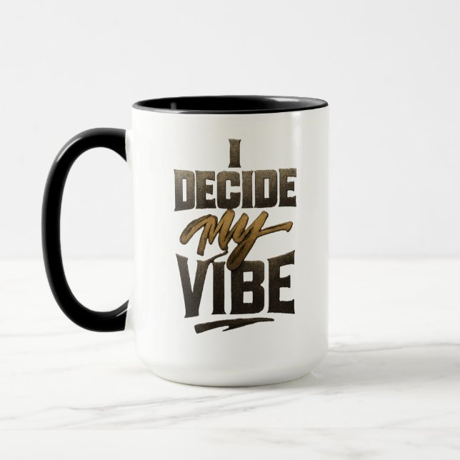 Caneca I Decide My Vibe" – Bold Metallic Empowerment (Esquerda)
