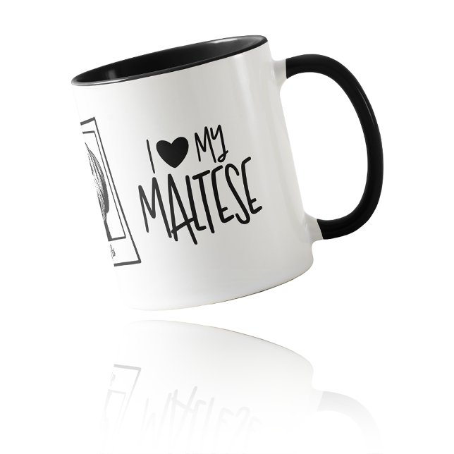 Caneca I Heart My Maltese Pop Art Custom Photo & Name (I Heart My Maltese Pop Art Custom Photo & Name Mug)