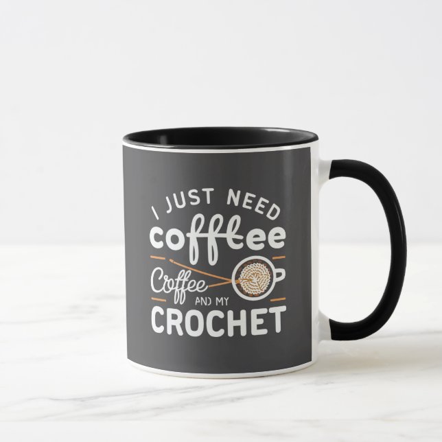 Caneca I Just Need Coffee and My Crochet Quote Art (Direita)