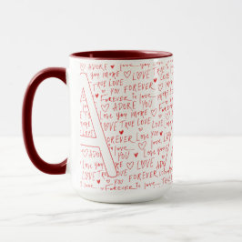 Caneca I Love A You — Personalized Initial “A” Romantic D