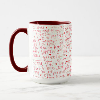 Caneca I Love A You — Personalized Initial “A” Romantic D