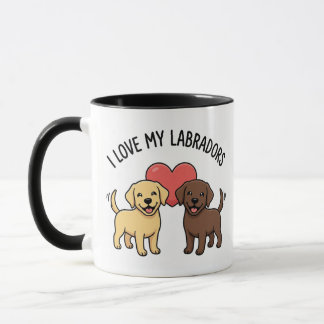 Caneca I Love My Labradors Mug – Cute Yellow & Chocolate
