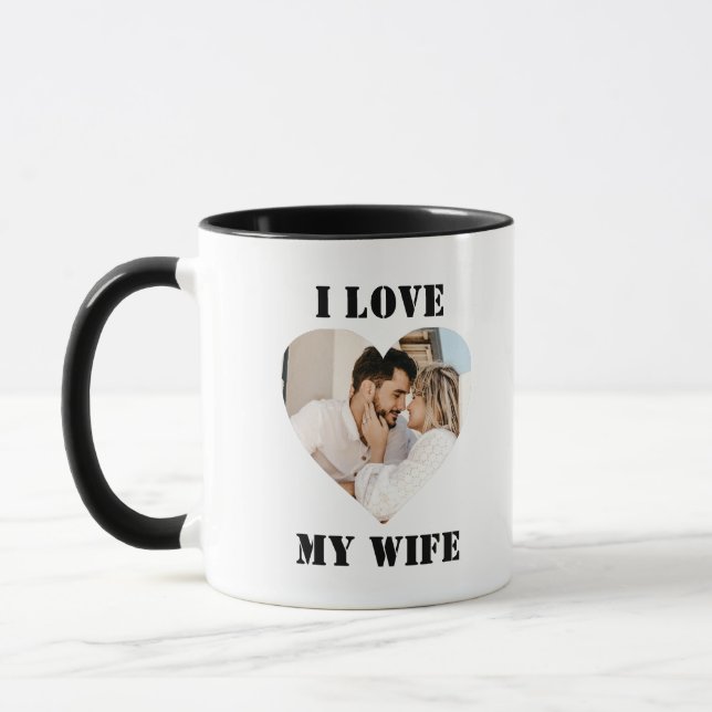 Caneca I Love My Wife Heart Custom Personalized Photo (Esquerda)