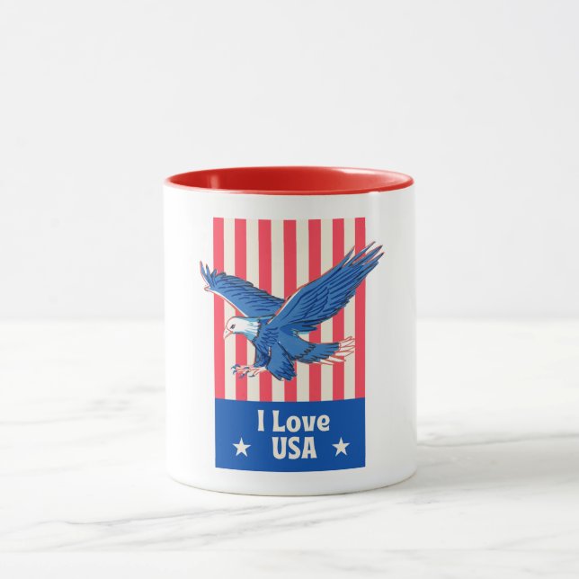 Caneca "I Love USA" Eagle Flag Design (Centro)