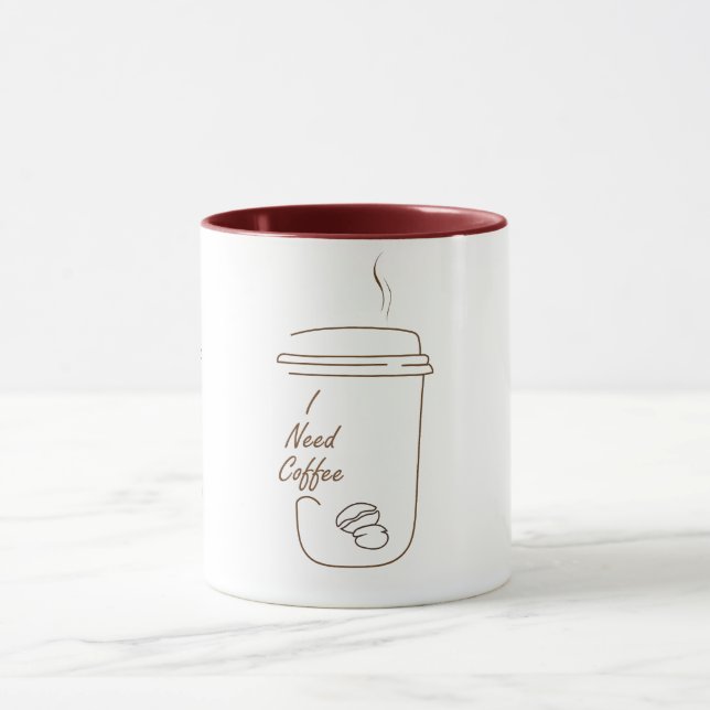Caneca I Need Coffee Cute Doodle Mug (Centro)