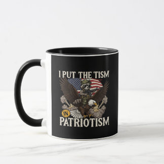 Caneca I Put The Tism in Patriotism Funny Raccoon Eagle