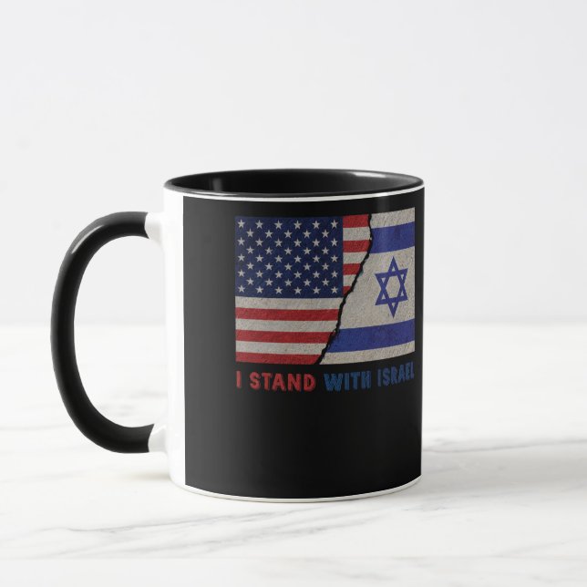 Caneca I Stand With Israel Patriotic USA and Israel Flag (Esquerda)