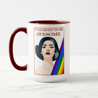 Caneca I Was Born to be Awesome Retro Vintage Gay Female