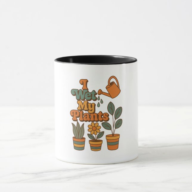 Caneca I Wet My Plants – Retro 70s Stripes (Centro)