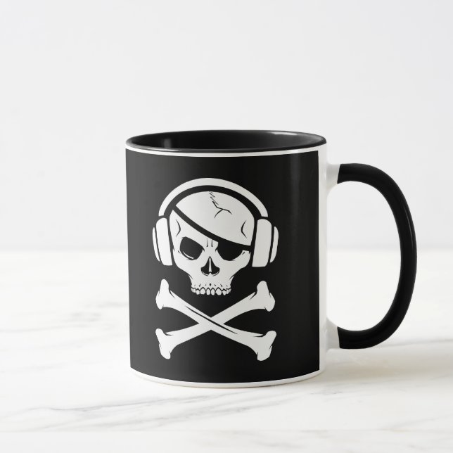 Caneca Ícone da pirataria anti-RIAA do pirata da música (Direita)