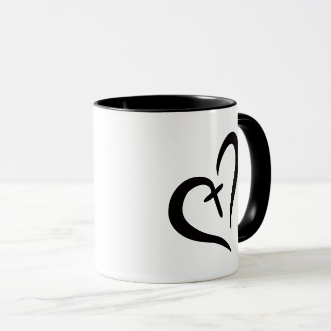 Caneca ícone de Amor e Fé simples e chique | (Frente Esquerda)