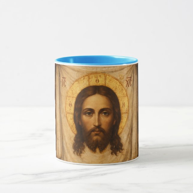 Caneca Ícone de Jesus Cristo do Lenço Sagrado (Centro)