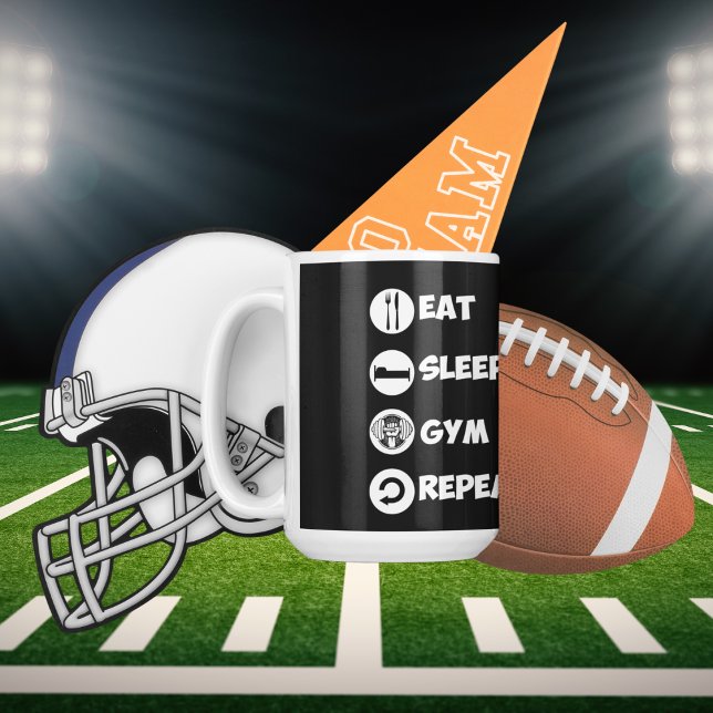 Caneca Ícone de Repetição do Gym Comer Preto (Criador carregado)