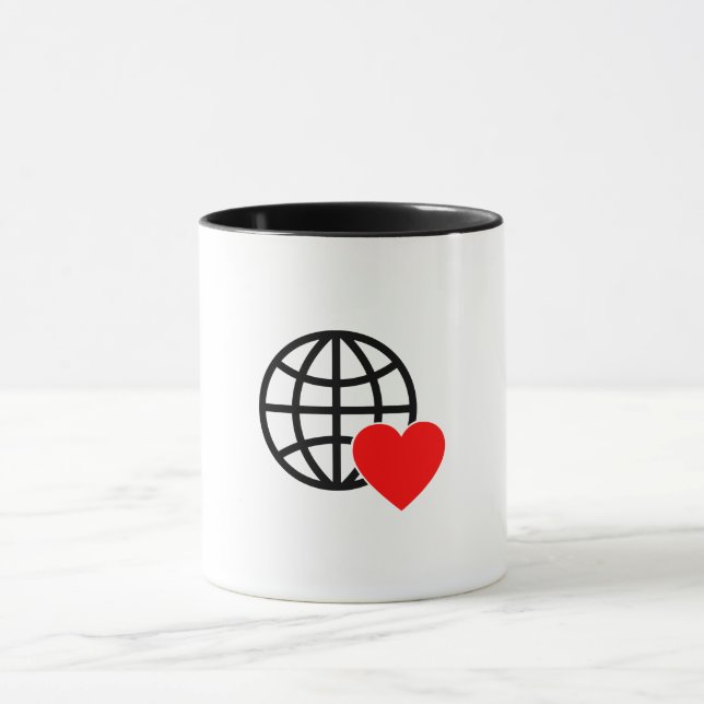 Caneca Ícone do Globo de Amor Mundial | Coração Terra Des (Centro)