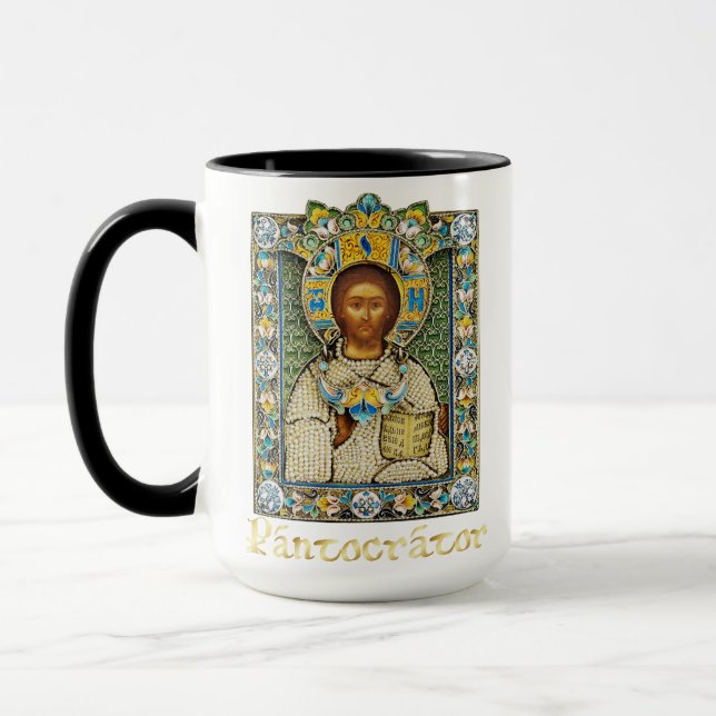 Caneca Ícone Ortodoxo Católico de Jesus Pantokrator (Esquerda)