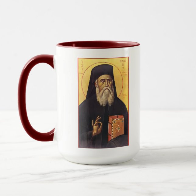Caneca Ícone Ortodoxo de São Nectários de Egina (Esquerda)