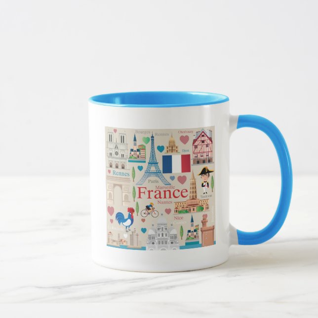 Caneca Ícones bonitos de France (Direita)