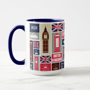 Caneca Ícones personalizados do Monograma London UK