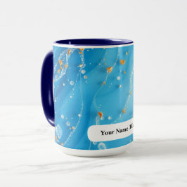 Caneca Icy Azure Wave Sea Metallic Swirl