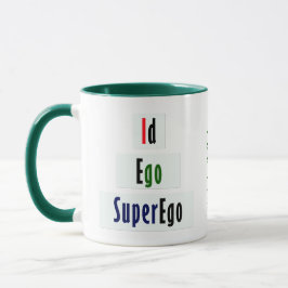 Caneca Id, Ego e Psicologia Superego em Verde e Negro