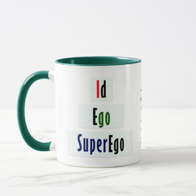 Caneca Id, Ego e Psicologia Superego em Verde e Negro (Esquerda)
