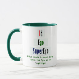 Caneca Id, Ego e Psicologia Superego em Verde e Negro