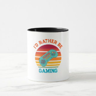 Caneca Id Rather Be Gaming Retro Design