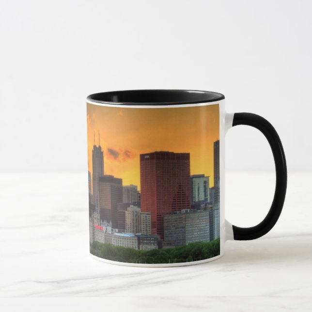 Caneca Ideia da skyline de Chicago de Adler (Direita)