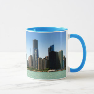 Caneca Ideia da skyline de Chicago pelo Lago Michigan