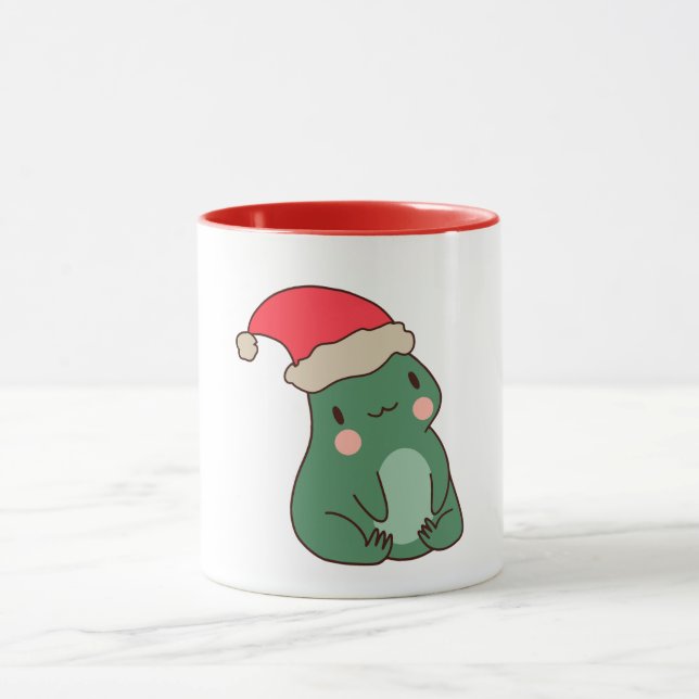 Caneca Ideia do presente de Natal do Sapo Kawaii (Centro)