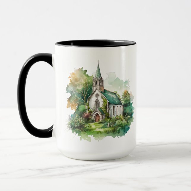 Caneca IGREJA bonito DO PAÍS IRLANDÊS DA WATERCOLOR (Esquerda)