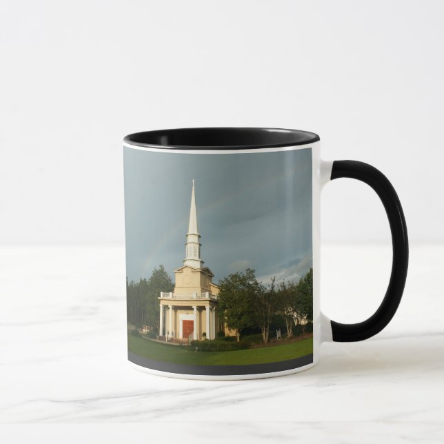 Caneca Igreja do bosque de Johnson do cristo - arco-íris (Direita)