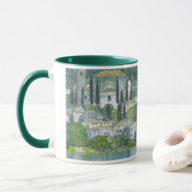 Caneca Igreja (Kirche) em Cassone por Gustav Klimt (Com Donut)