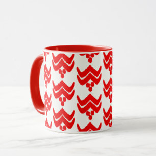 Caneca Ikat Floral Estilizado - Red and White Mug