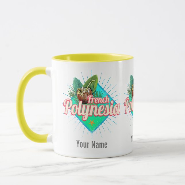 Caneca Ilha da Polinésia Francesa Pacífico Vintage Souven (Esquerda)