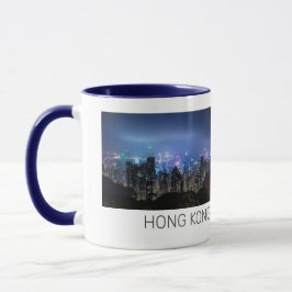 Caneca Ilha de Hong Kong - Skyline Panorama Night Souveni