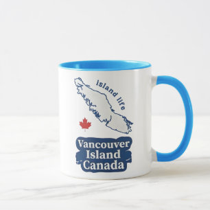 Caneca Ilha de Vancouver Canadá Mapa Fofo Vida na Ilha