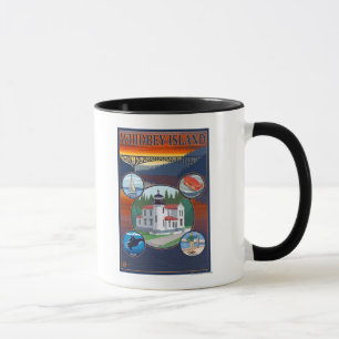 Caneca Ilha de Whidbey, poster de viagens de