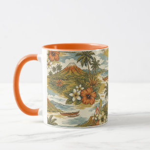 Caneca Ilha do Hibisco Havaiano Cênico - Laranja Queimado