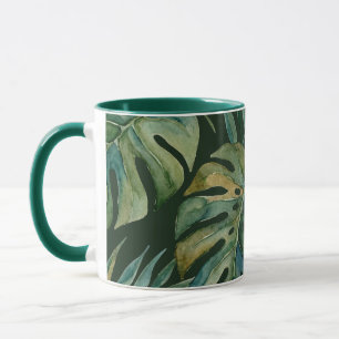 Caneca Ilha Moku Aquarela Havaiana Monstera - Verde