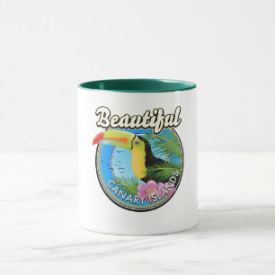 Caneca ilhas Canárias lindas logotipo estilo vintage