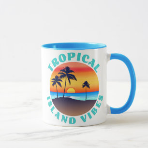 Caneca Ilhas Tropicais Vibes, Sunset com Palmeiras