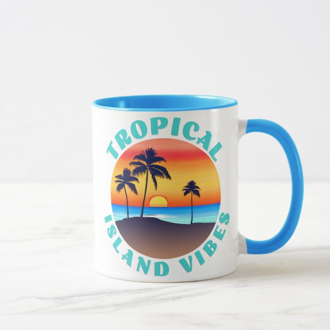 Caneca Ilhas Tropicais Vibes, Sunset com Palmeiras (Direita)