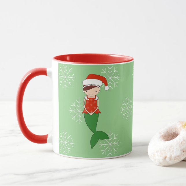 Caneca illusima Bailarina Sereia Natal Flocos de Neve (Com Donut)