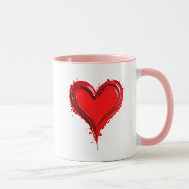 Caneca Illustration artistique d’un cœur rouge éclatant. (Direita)