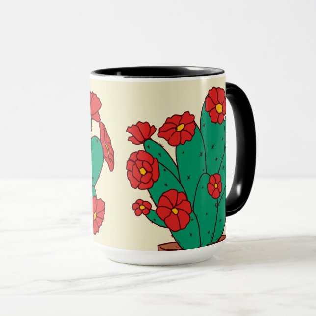 Caneca Illustration of cacti  (Frente Esquerda)